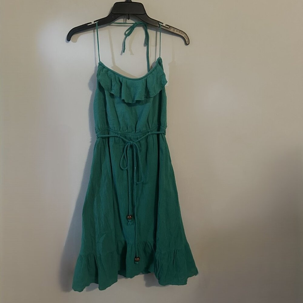 Mossimo Halter Ruffle top Spaghetti Strap Green Sundress Size M